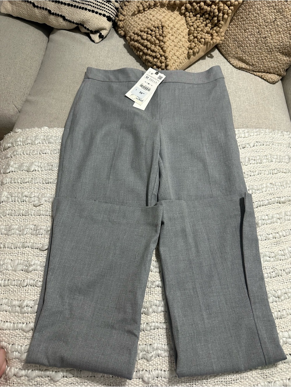 Zara Light Gray Boot-Cut Dress Pants